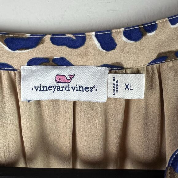 Vineyard Vines Dress XL Leopard Print Tiered Dress Long Sleeve Pullover - Picture 4 of 9